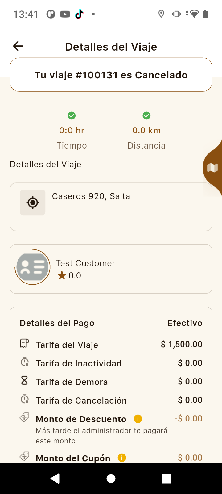 WhatsUber Driver viaje real